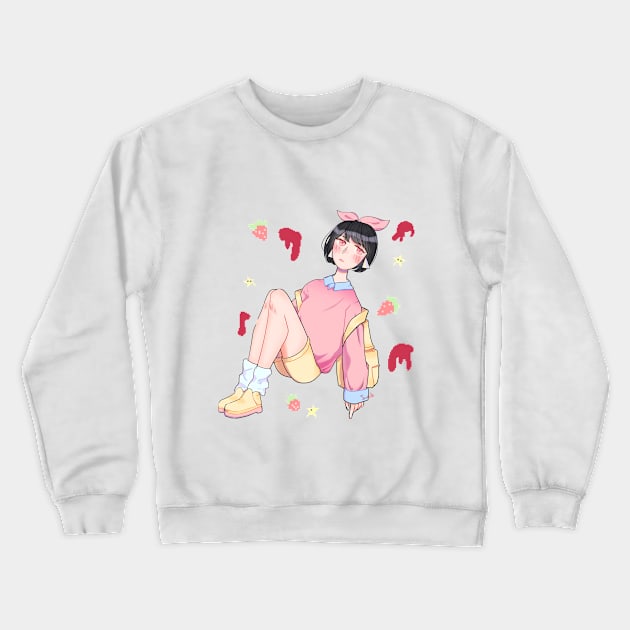 strawberry girl Crewneck Sweatshirt by JustforAMinute 